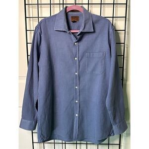 Born Børn Blue‎ Print Long Sleeve Button Down Casual Shirt Men's sz Large